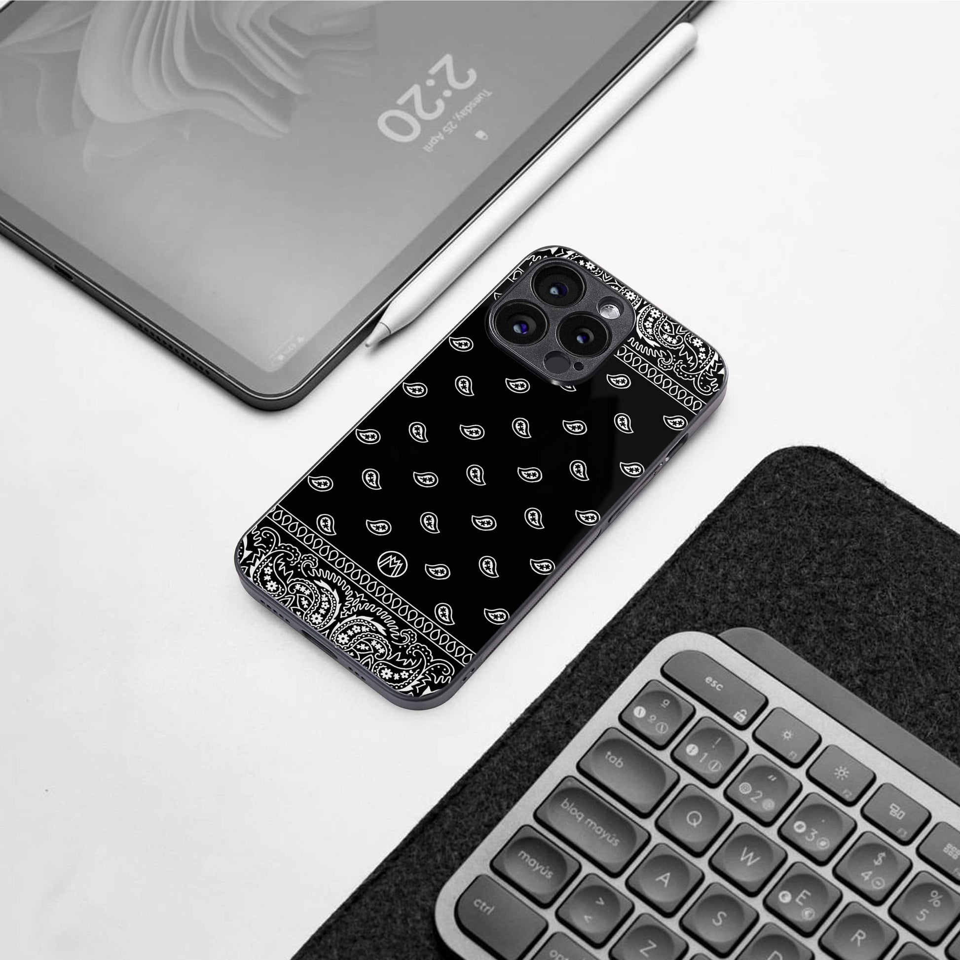 paisley black back phone cover | glass case for google pixel 6