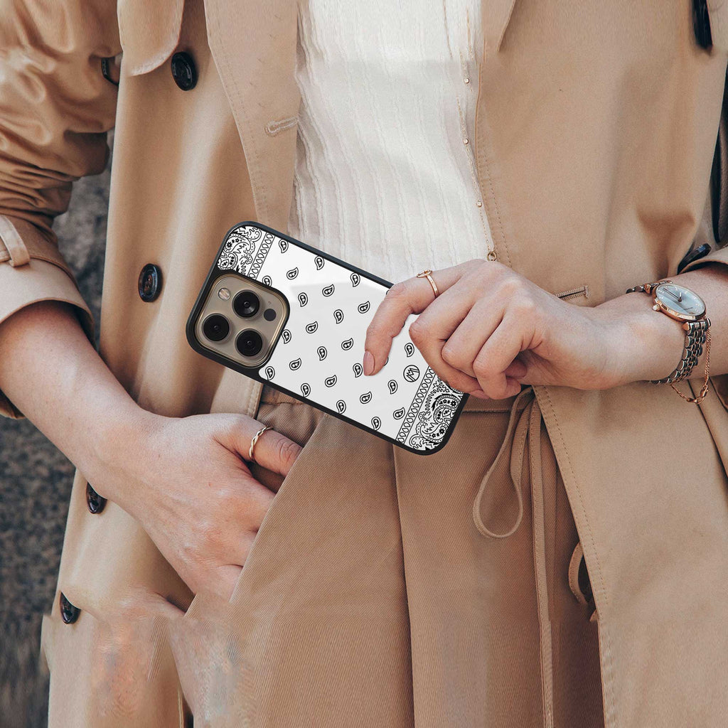 paisley white back phone cover | glass case for iphone 13 pro