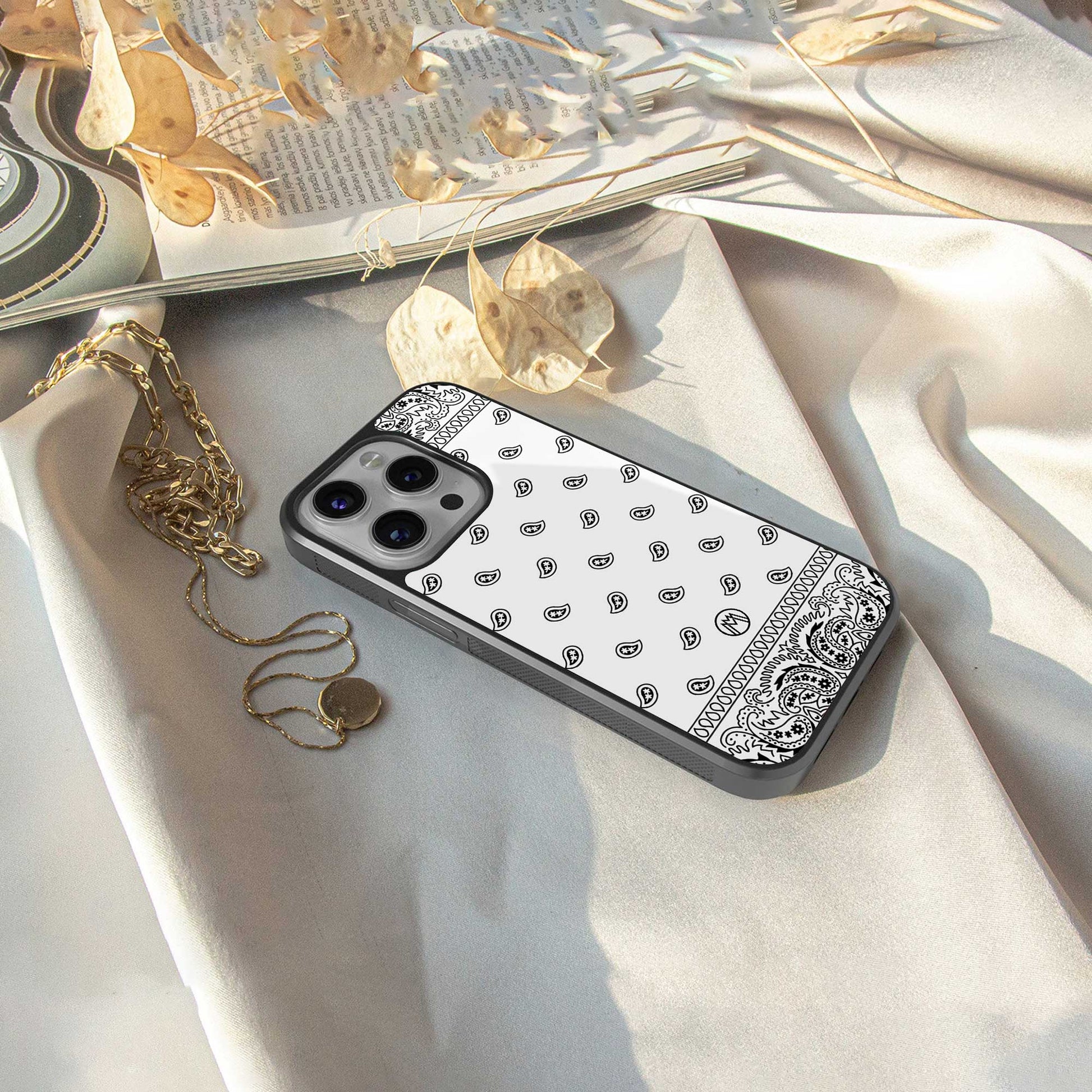 paisley white back phone cover | glass case for samsung galaxy s24 ultra