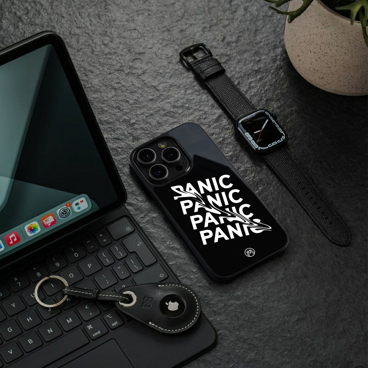 panic back phone cover | glass case for iphone 15 pro