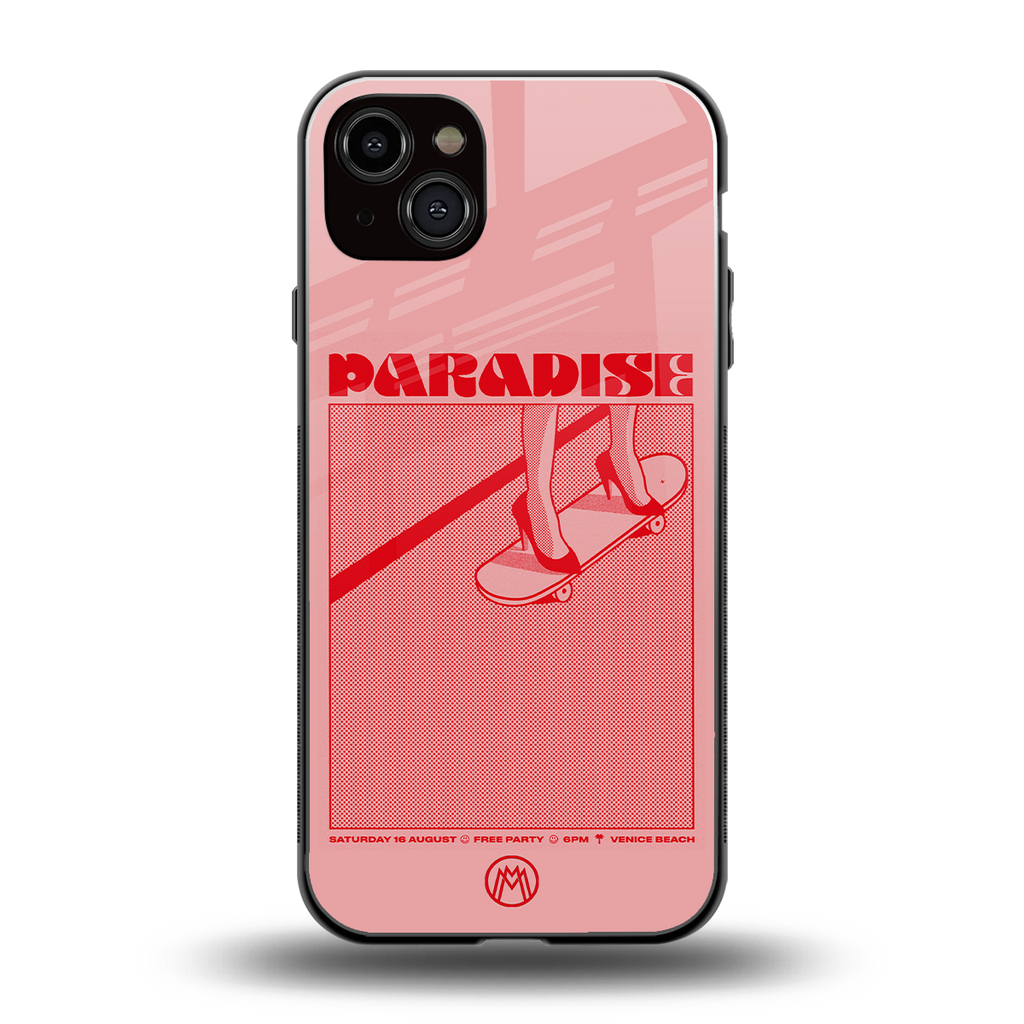paradise back phone cover | glass case for iphone 15 plus