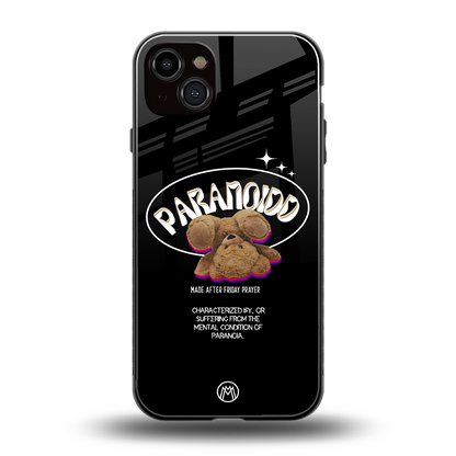 paranoid back phone cover | glass case for iphone 14 plus