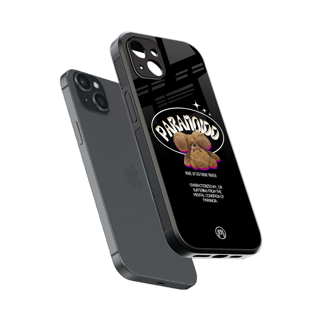 paranoid back phone cover | glass case for iphone 15 plus