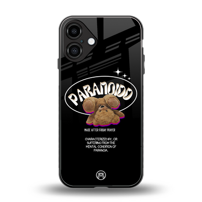 paranoid back phone cover | glass case for iphone 16 plus