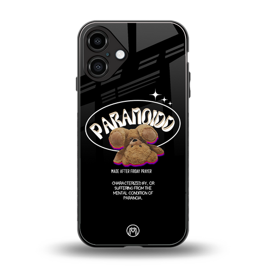 paranoid back phone cover | glass case for iphone 16 plus