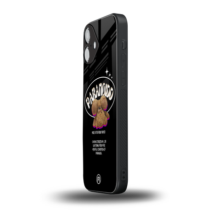 paranoid back phone cover | glass case for iphone 16 plus