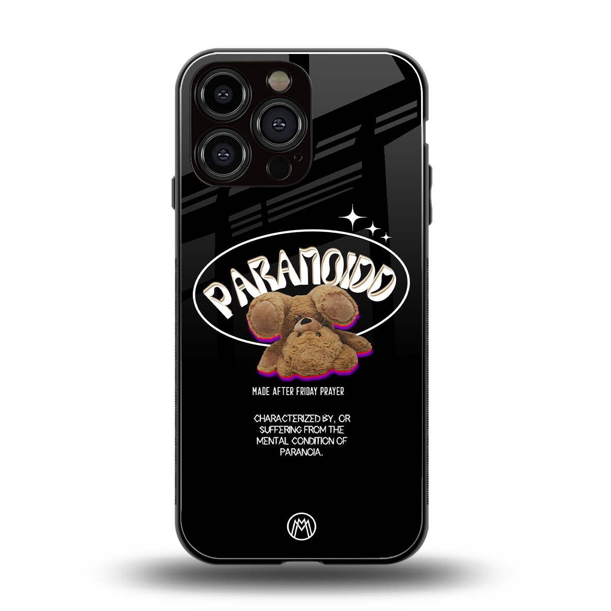 paranoid back phone cover | glass case for iphone 16 pro max