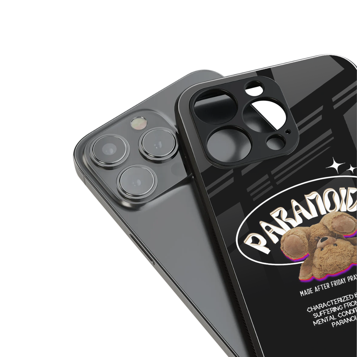 paranoid back phone cover | glass case for iphone 13 pro