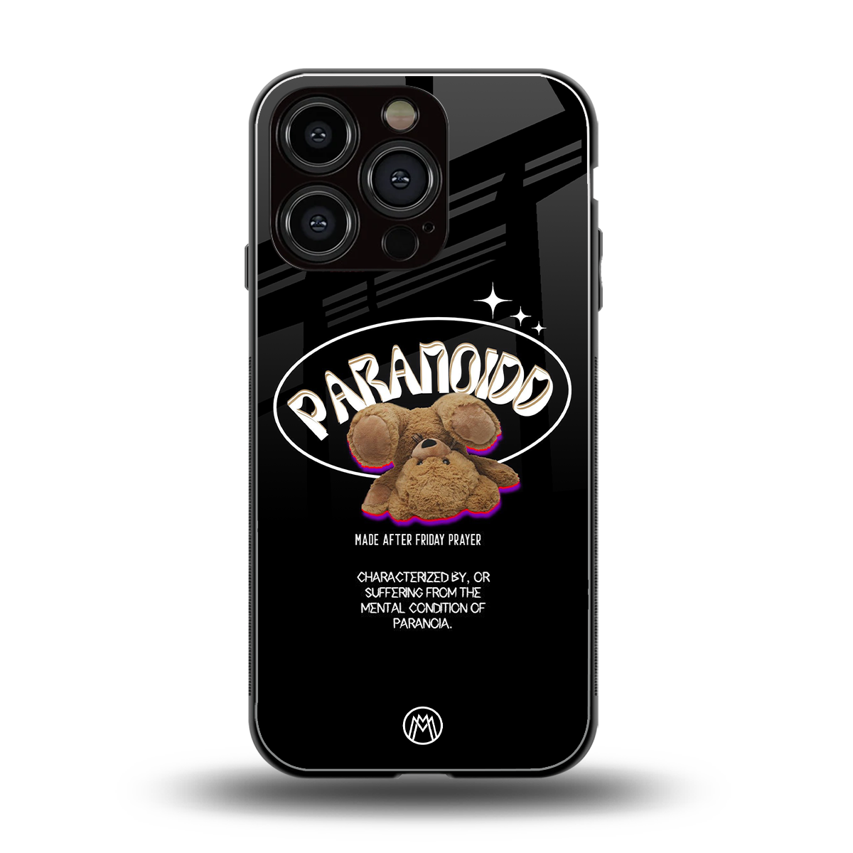 paranoid back phone cover | glass case for iphone 16 pro