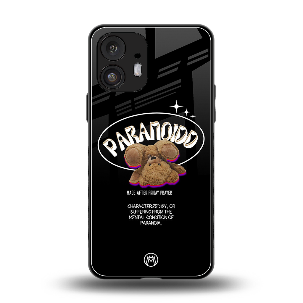 paranoid back phone cover | glass case for nothing phone 2