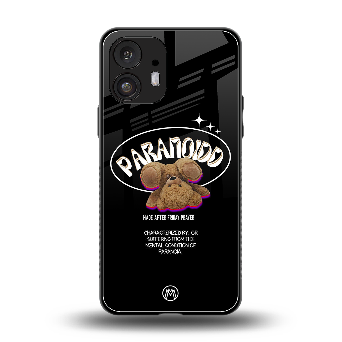 paranoid back phone cover | glass case for nothing phone 2