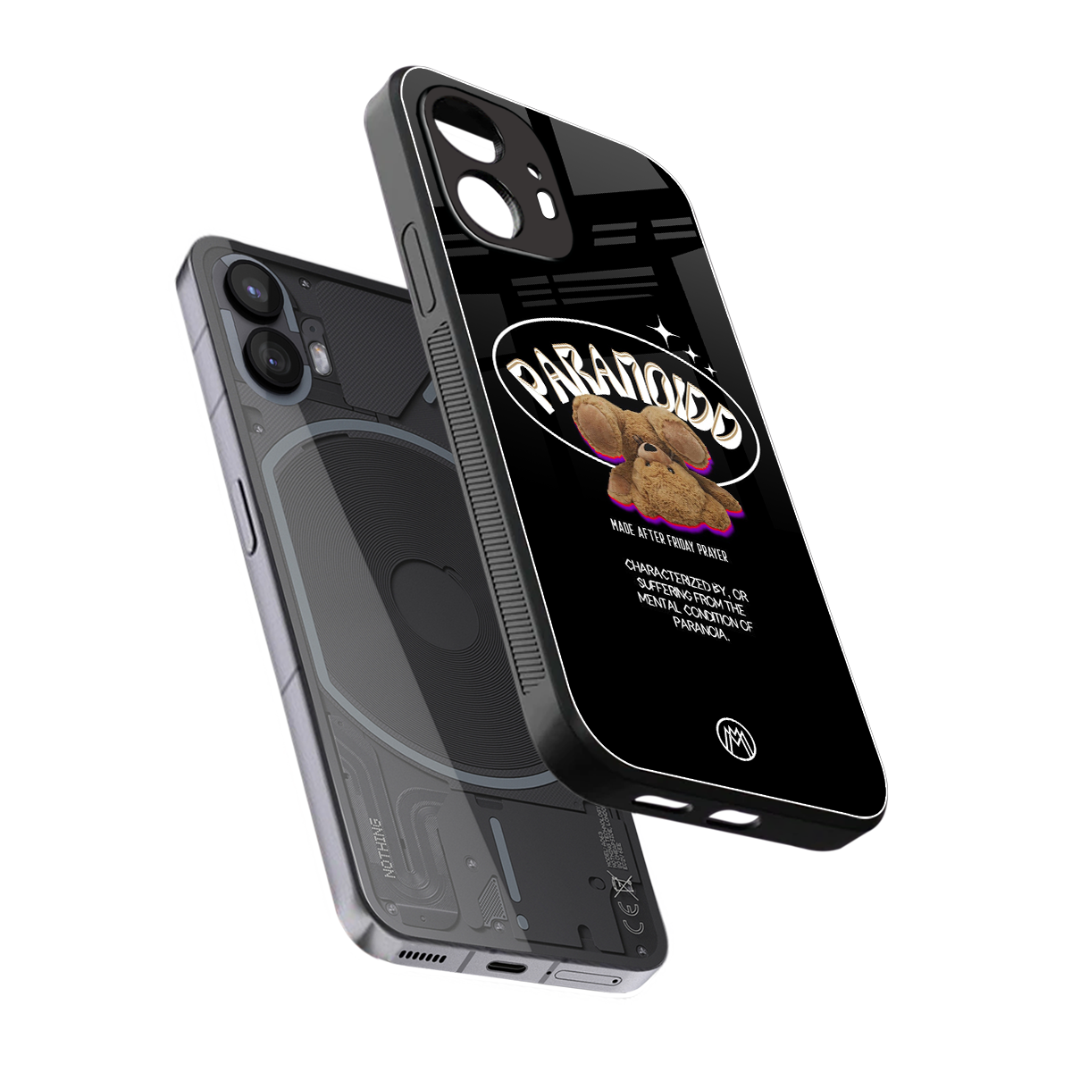 paranoid back phone cover | glass case for nothing phone 2