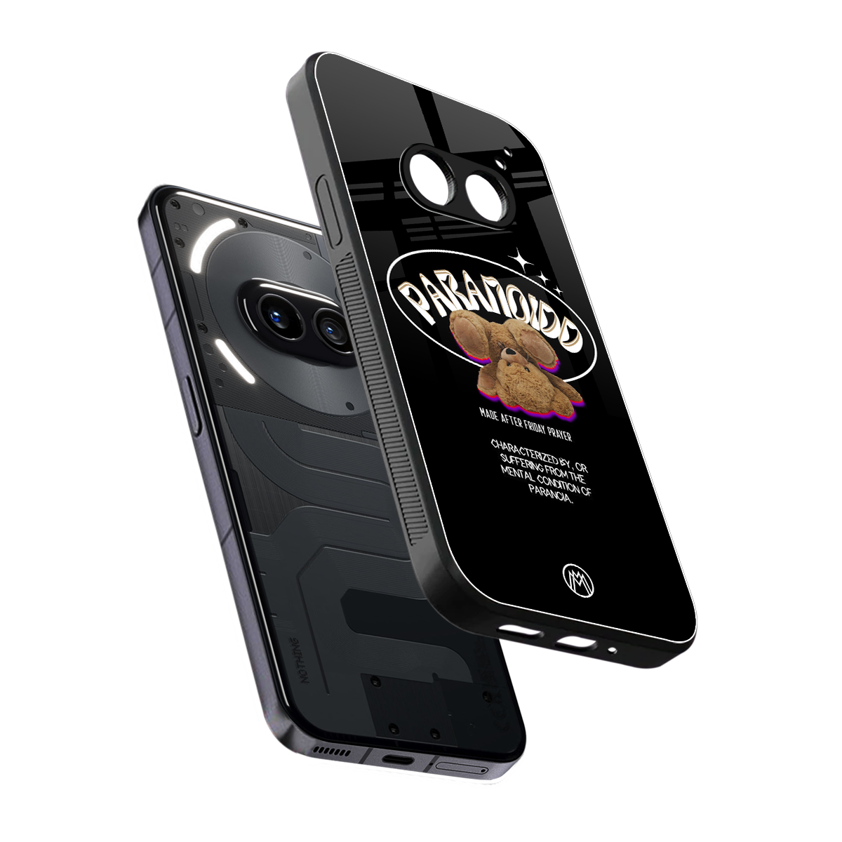 paranoid back phone cover | glass case for nothing phone 2a