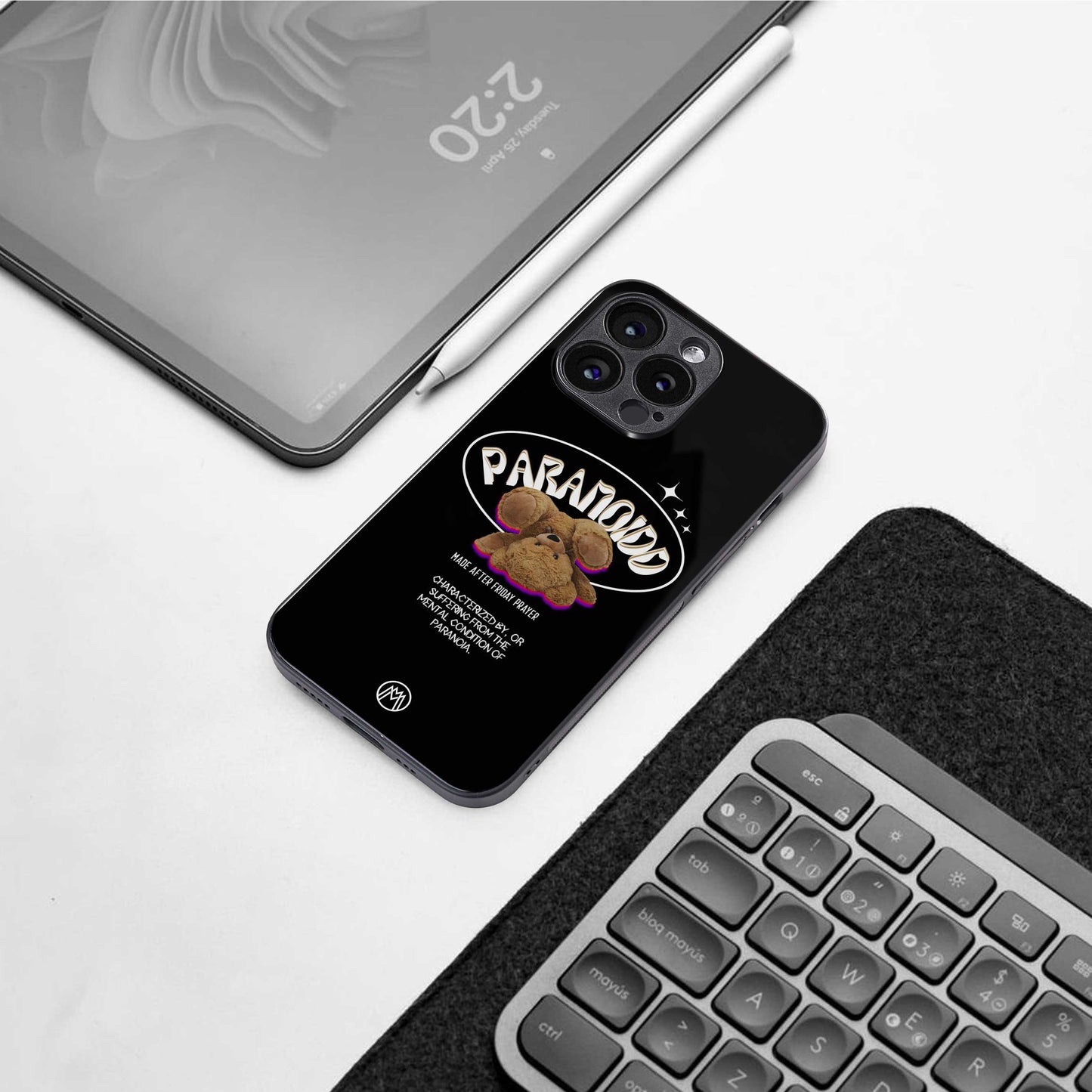 paranoid back phone cover | glass case for iphone 14