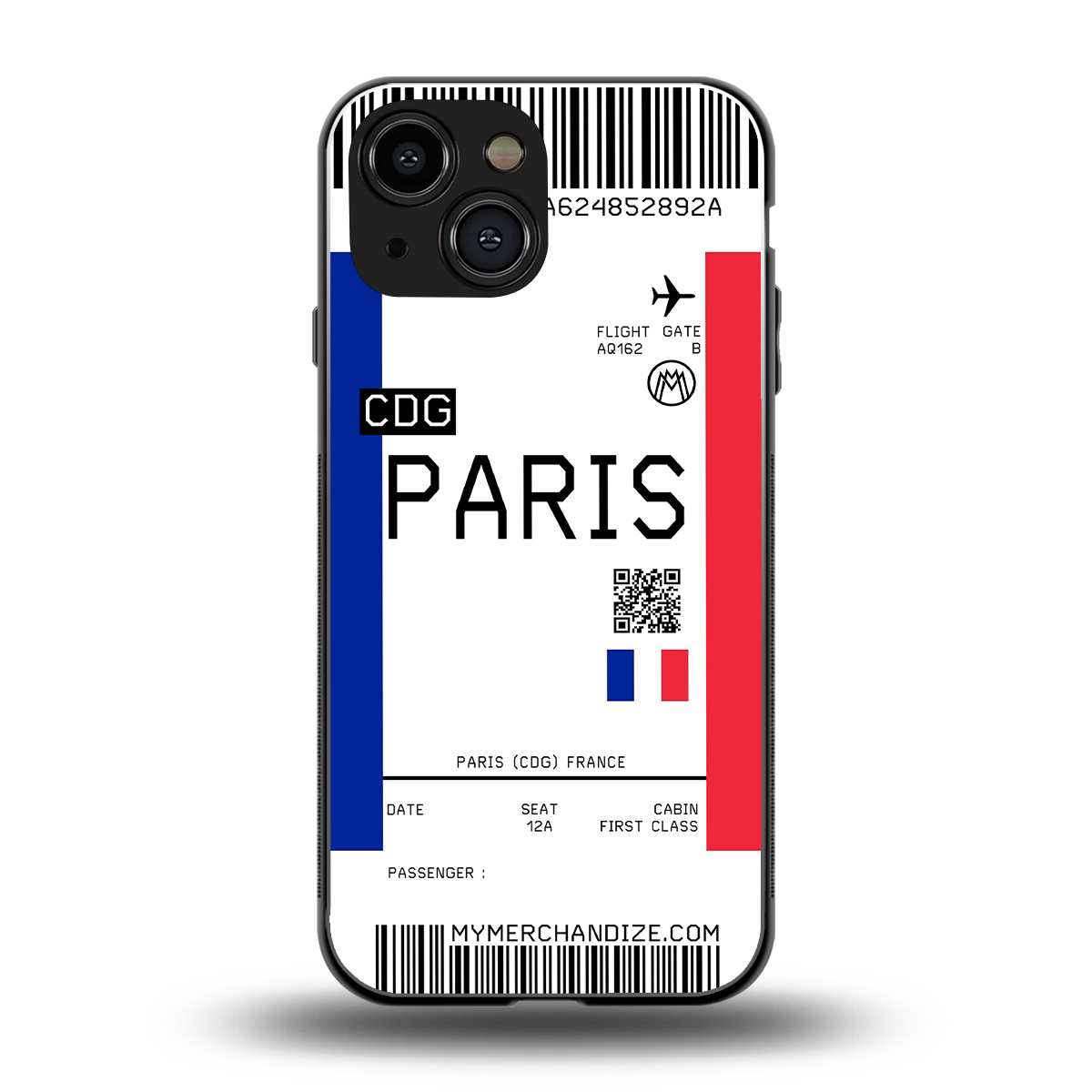 paris boarding pass ticket back phone cover | glass case for iphone 13 mini