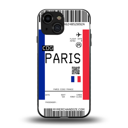 paris boarding pass ticket back phone cover | glass case for iphone 13 mini