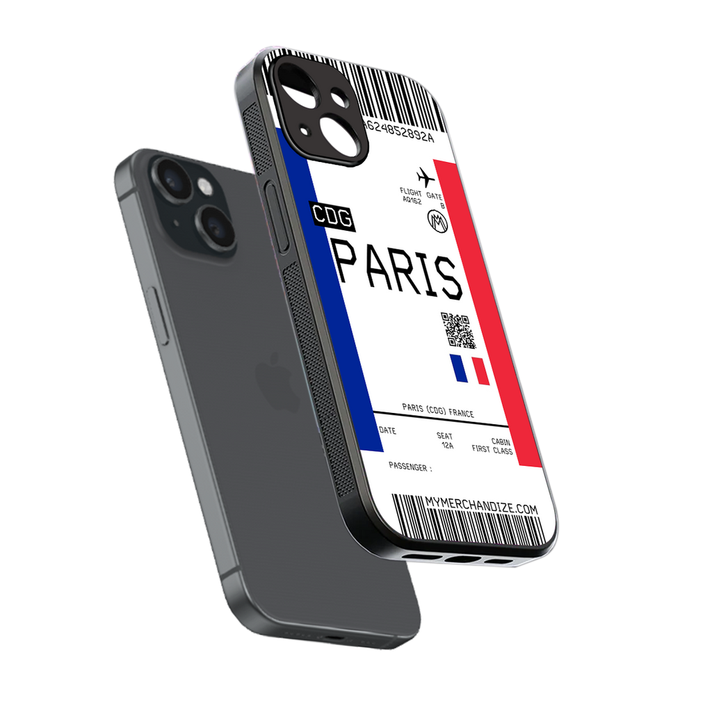paris boarding pass ticket back phone cover | glass case for iphone 13 mini