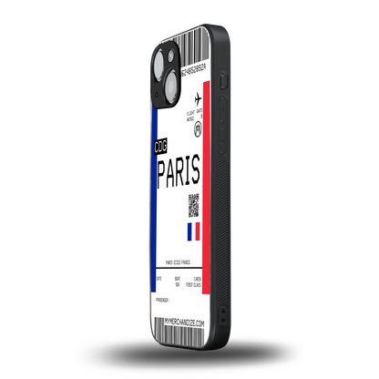 paris boarding pass ticket back phone cover | glass case for iphone 13 mini
