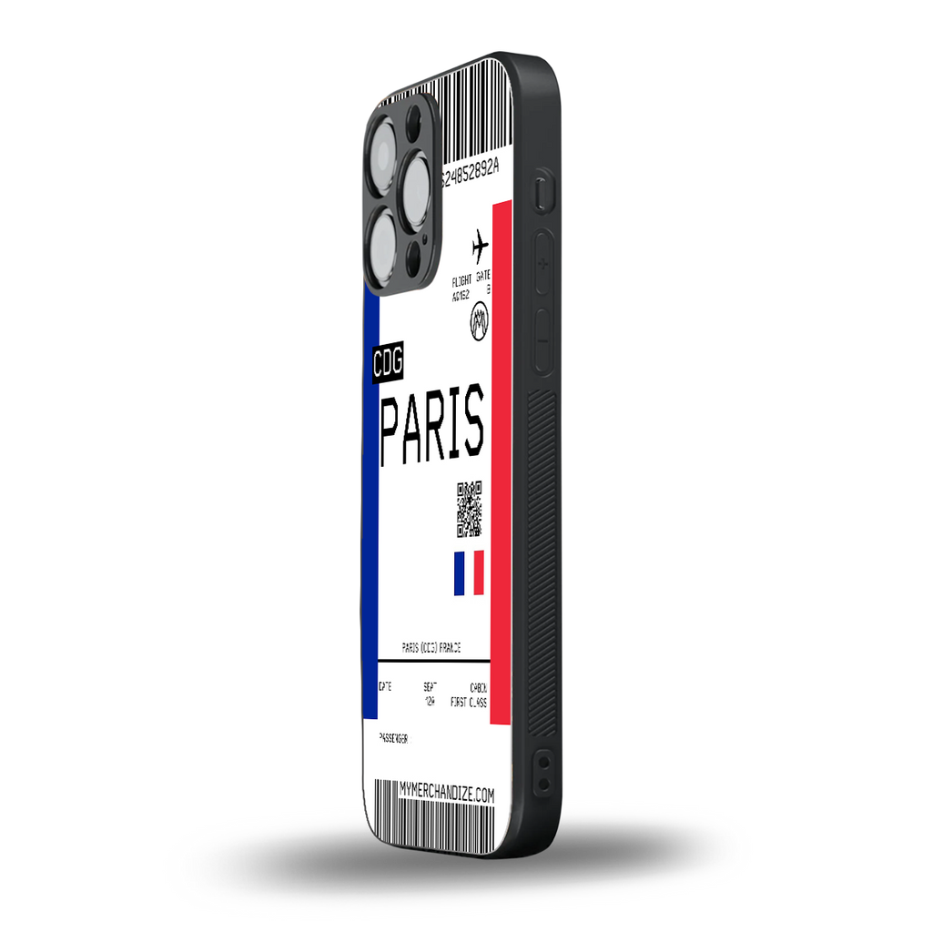 paris boarding pass ticket back phone cover | glass case for iphone 13 pro max