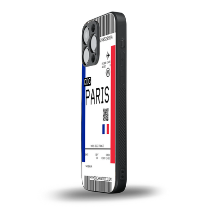 paris boarding pass ticket back phone cover | glass case for iphone 13 pro max