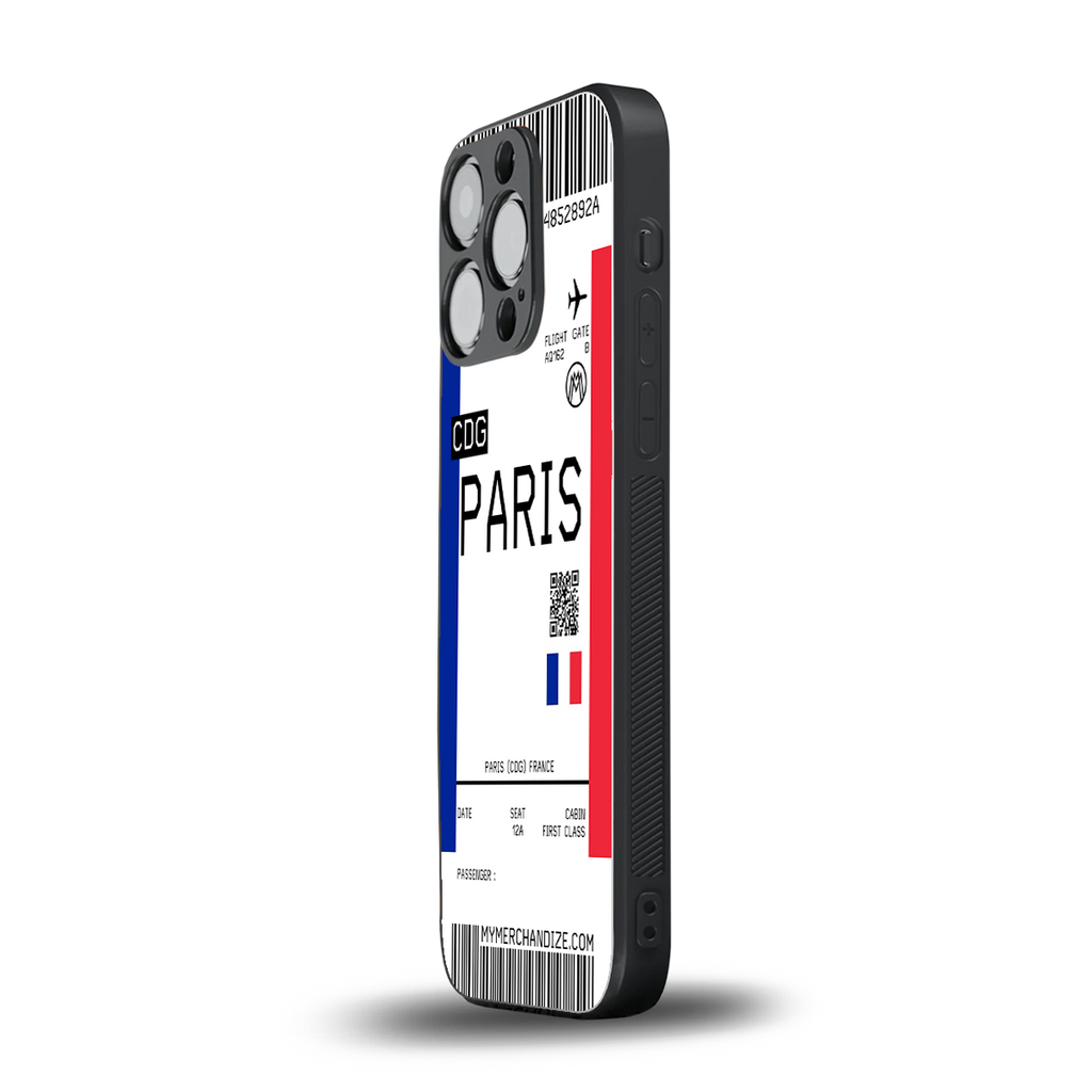 paris boarding pass ticket back phone cover | glass case for iphone 13 pro