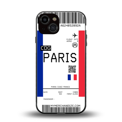 paris boarding pass ticket back phone cover | glass case for iphone 13