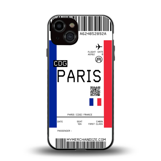 paris boarding pass ticket back phone cover | glass case for iphone 13