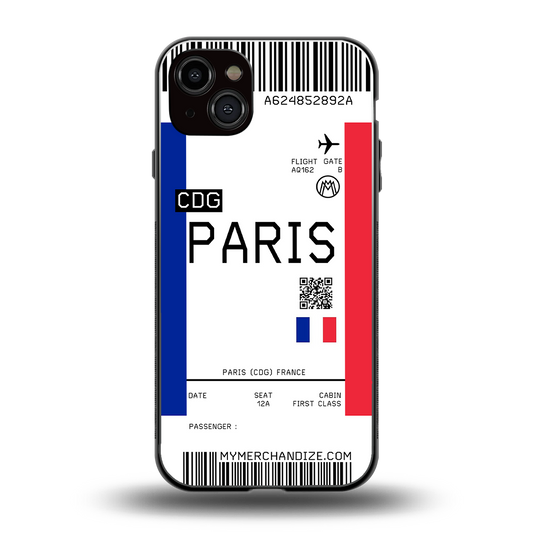 paris boarding pass ticket back phone cover | glass case for iphone 14 plus
