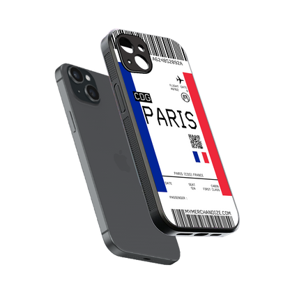 paris boarding pass ticket back phone cover | glass case for iphone 14 plus