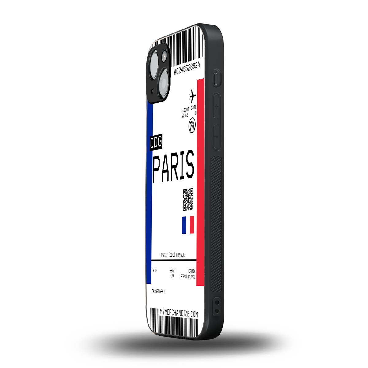 paris boarding pass ticket back phone cover | glass case for iphone 15 plus