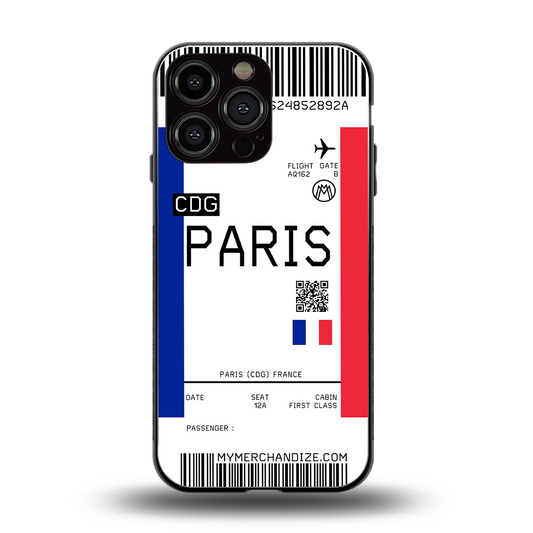 paris boarding pass ticket back phone cover | glass case for iphone 14 pro max