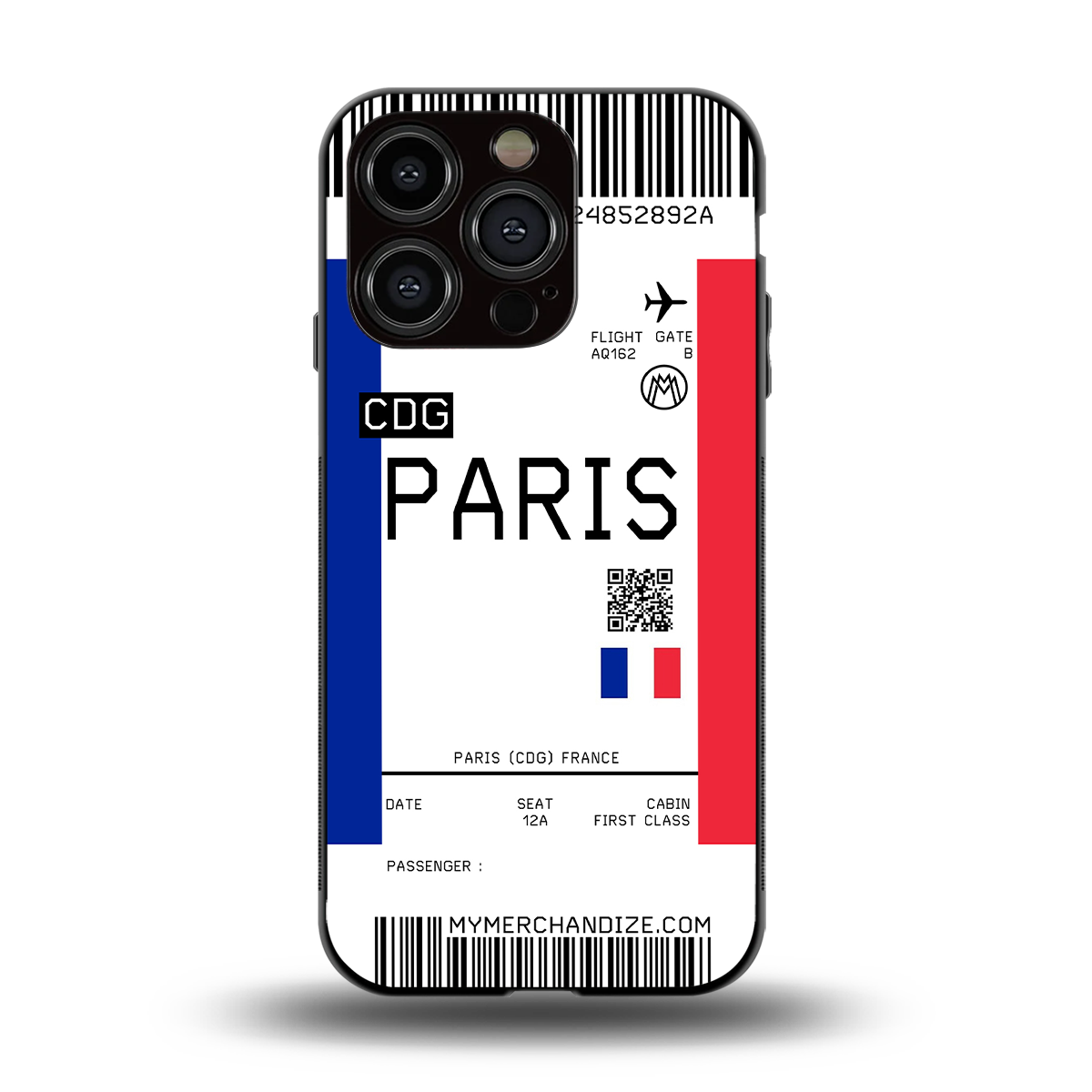 paris boarding pass ticket back phone cover | glass case for iphone 15 pro