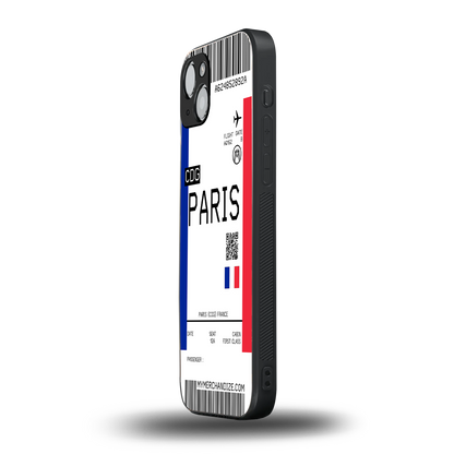 paris boarding pass ticket back phone cover | glass case for iphone 15