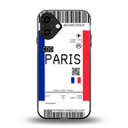paris boarding pass ticket back phone cover | glass case for iphone 16 plus