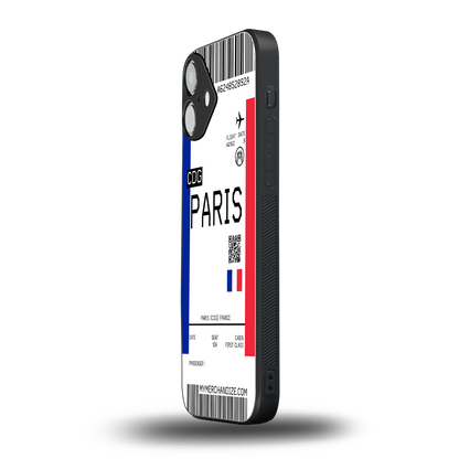 paris boarding pass ticket back phone cover | glass case for iphone 16 plus