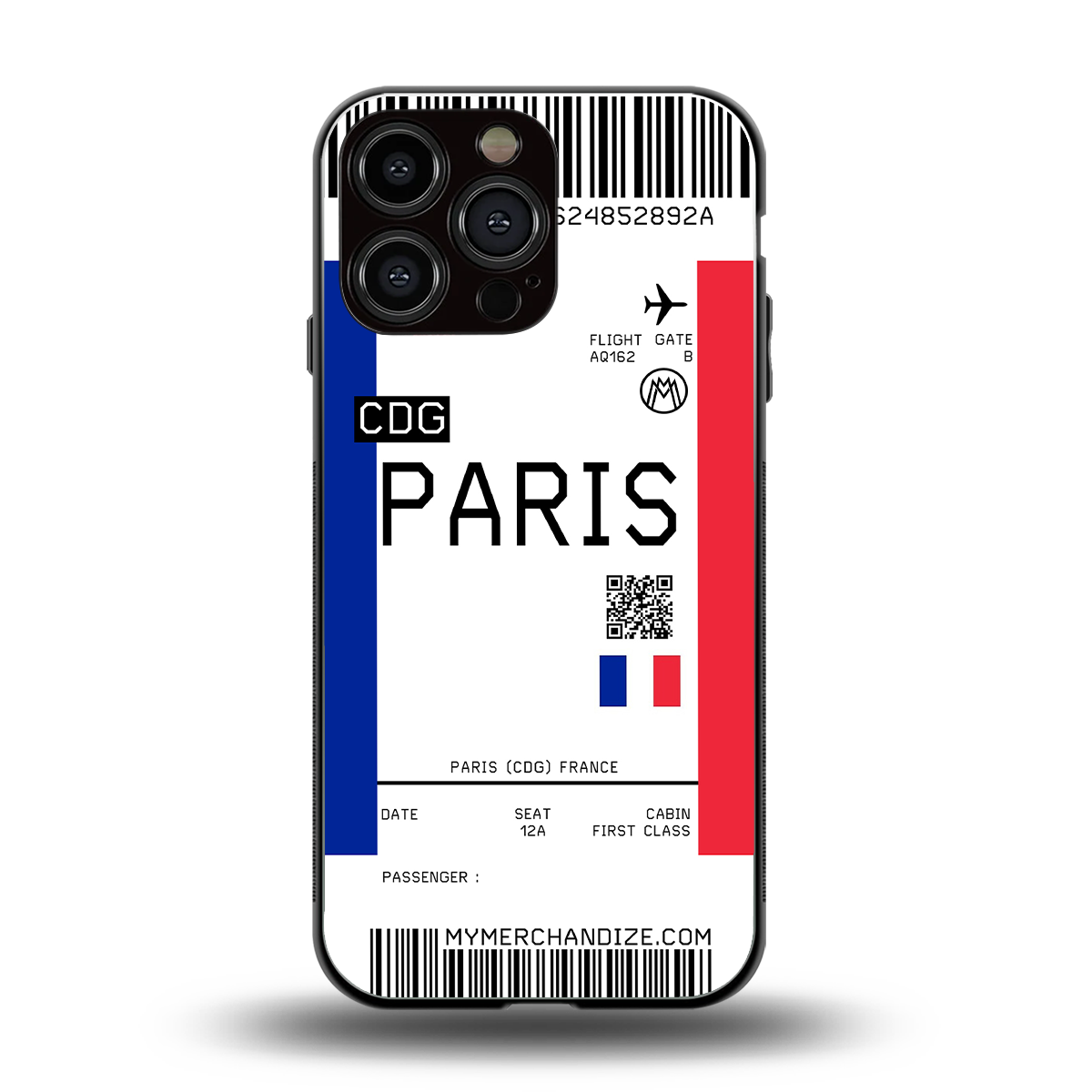 paris boarding pass ticket back phone cover | glass case for iphone 16 pro max