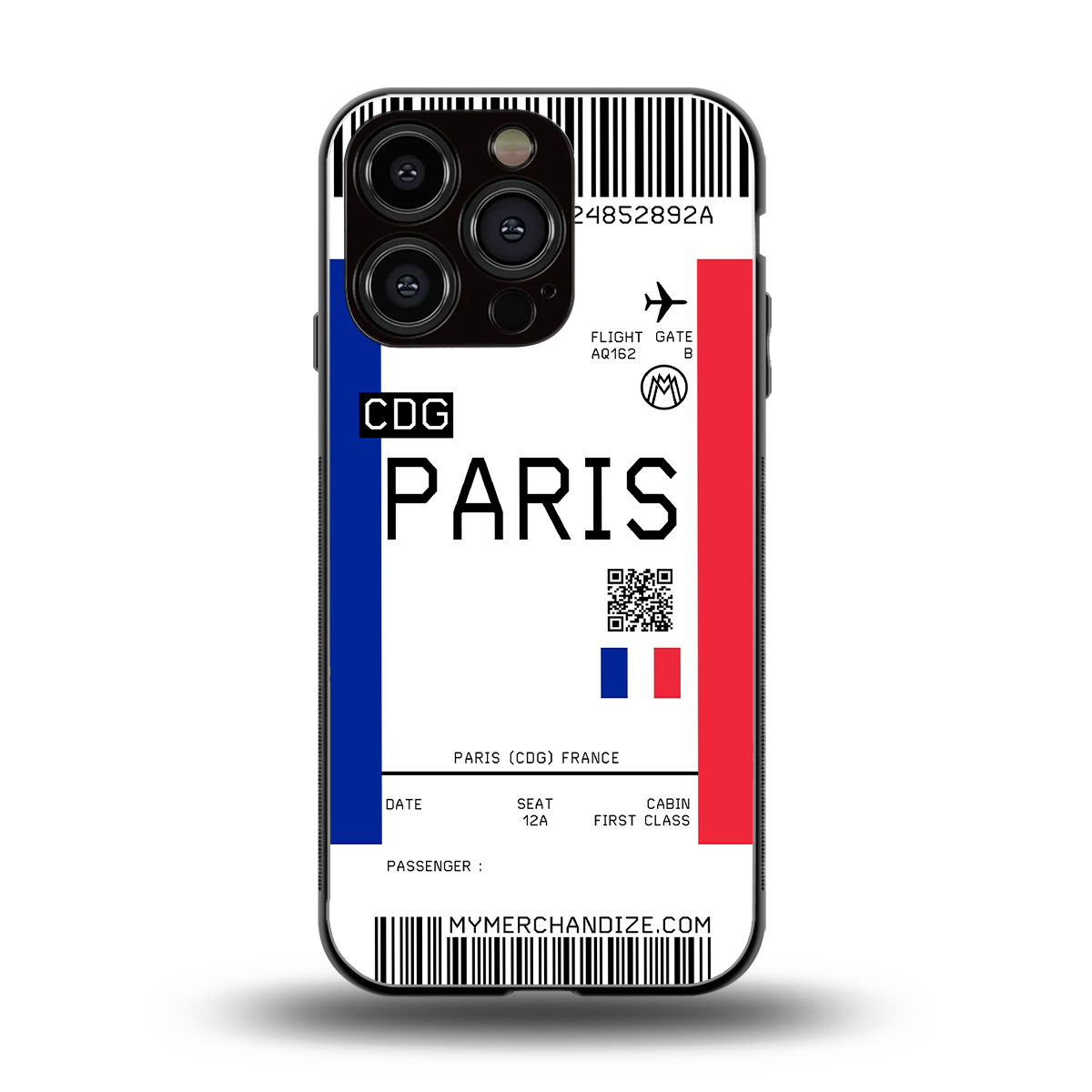 paris boarding pass ticket back phone cover | glass case for iphone 16 pro