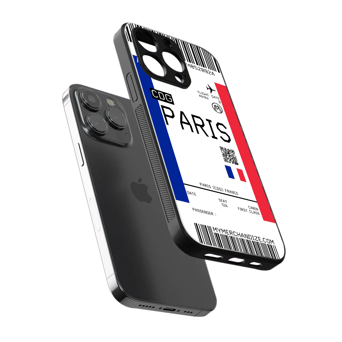 paris boarding pass ticket back phone cover | glass case for iphone 16 pro
