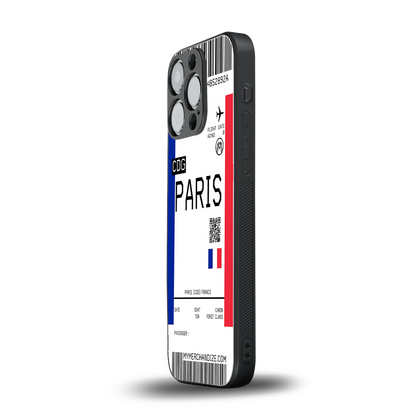paris boarding pass ticket back phone cover | glass case for iphone 16 pro