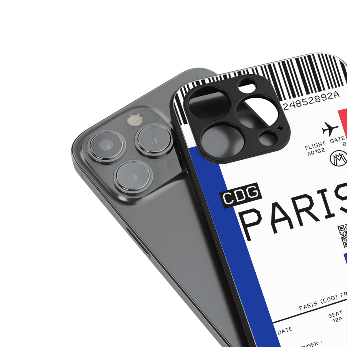 paris boarding pass ticket back phone cover | glass case for iphone 16 pro