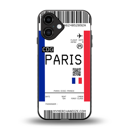 paris boarding pass ticket back phone cover | glass case for iphone 16