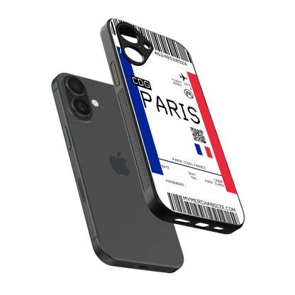 paris boarding pass ticket back phone cover | glass case for iphone 16