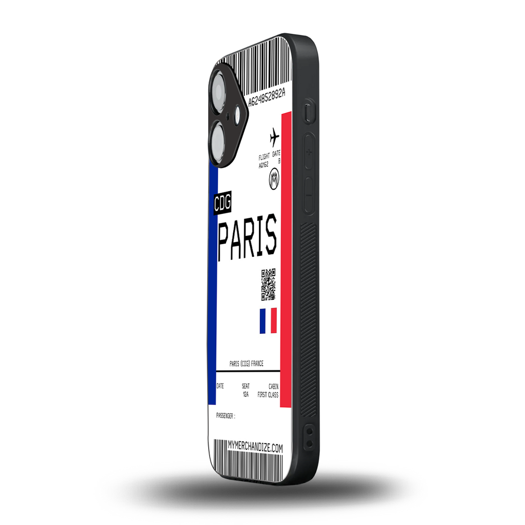 paris boarding pass ticket back phone cover | glass case for iphone 16