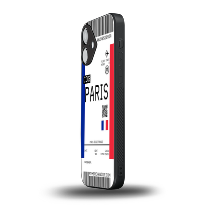 paris boarding pass ticket back phone cover | glass case for iphone 16