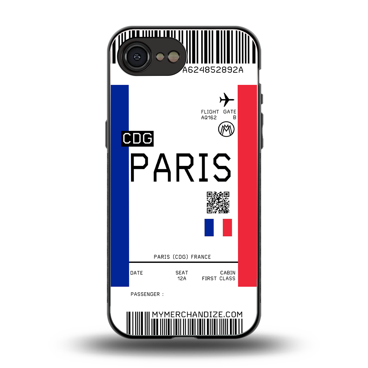 paris boarding pass ticket back phone cover | glass case for iphone 16e