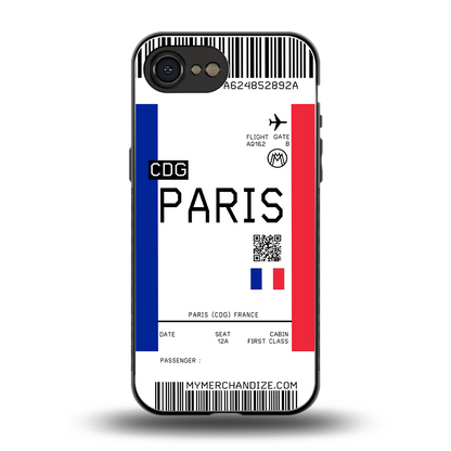 paris boarding pass ticket back phone cover | glass case for iphone 16e