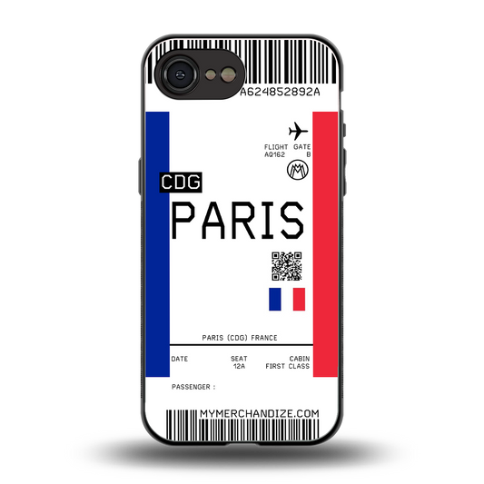 paris boarding pass ticket back phone cover | glass case for iphone 16e