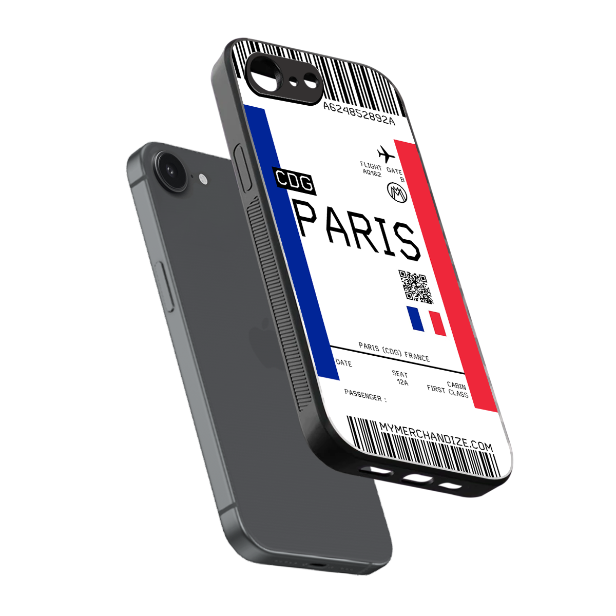 paris boarding pass ticket back phone cover | glass case for iphone 16e