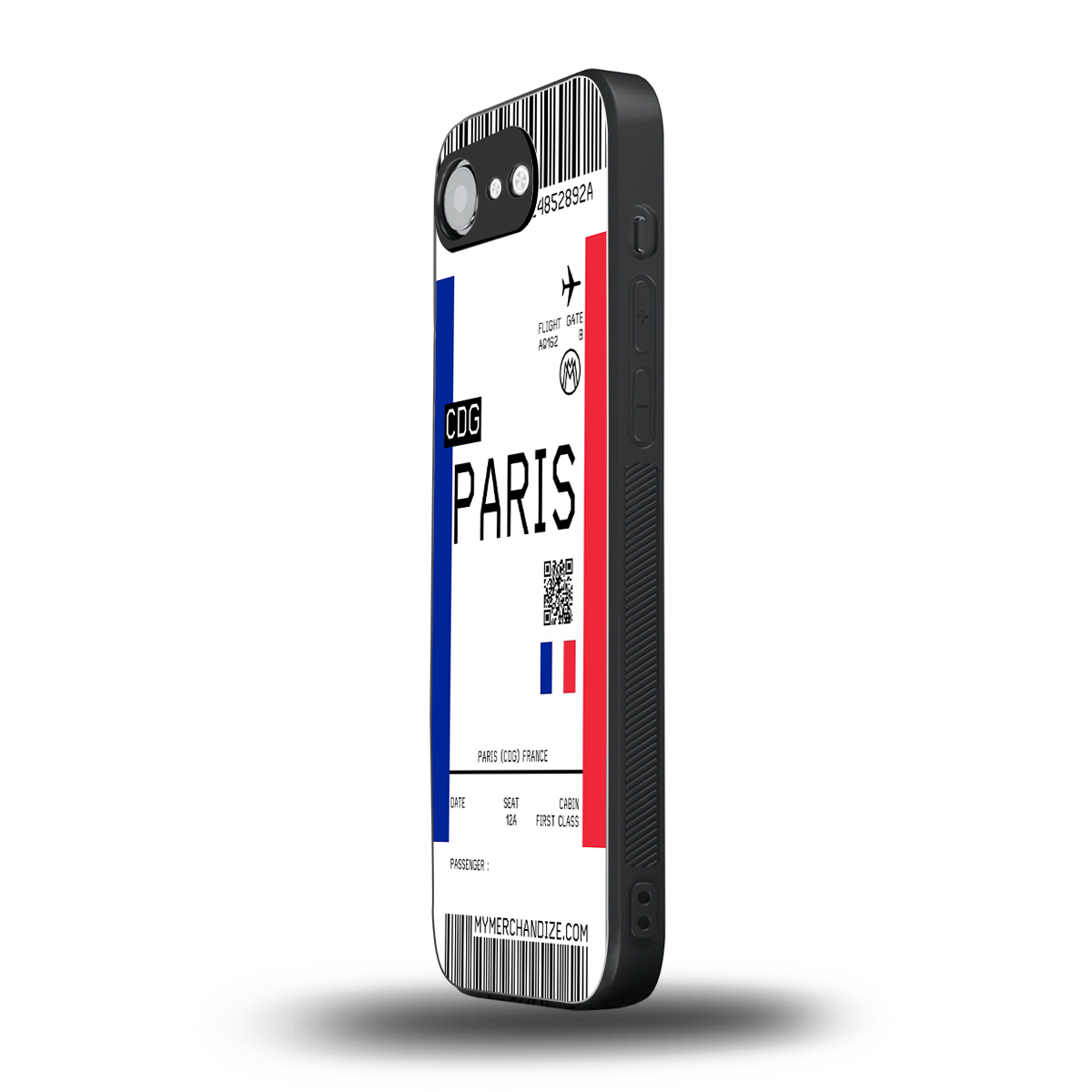 paris boarding pass ticket back phone cover | glass case for iphone 16e