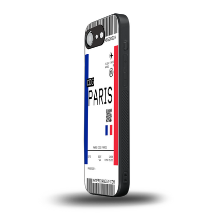 paris boarding pass ticket back phone cover | glass case for iphone 16e